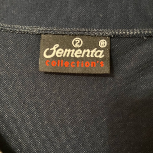 Navy Blue and White Top with Embroidered Accent on the neckline - Picture 9 of 9